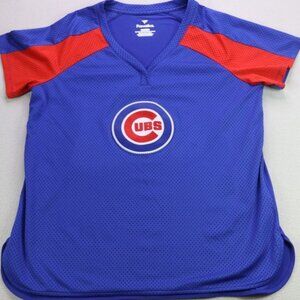 Fanatics Chicago Cubs Baseball Shirt Womens XL V-Neck Short Sleeve